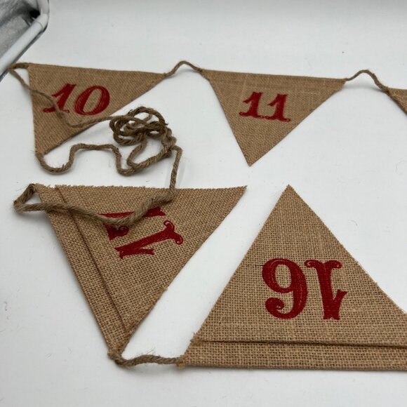 Christmas Advent Calendar Banner Jute Burlap Pocket Wall Decor Farmhouse Rustic - Picture 4 of 9